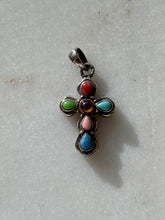 Load image into Gallery viewer, Vintage Multistone Cross Sterling Silver Charm
