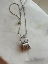 Load image into Gallery viewer, Vintage Woven Etched Purse Locket Sterling Silver Necklace 17.5”
