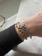 Load image into Gallery viewer, Sterling &amp; 14k Flower Bangle Bracelet
