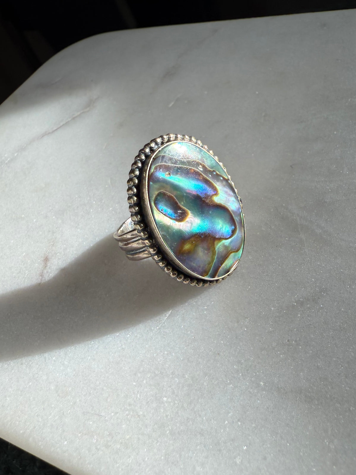 Abalone Shell Sterling Silver Ring Size 7