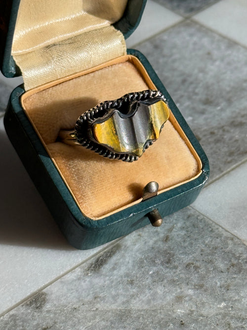 Bumblebee Jasper Bat Sterling Silver Ring Size 10