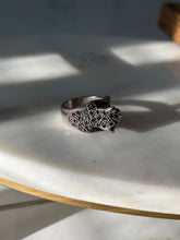 Load image into Gallery viewer, Vintage Blue Sapphire Sterling Silver Panther Ring Size 8.5
