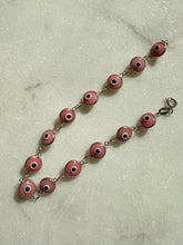 Load image into Gallery viewer, Pink Evil Eye Protection Sterling Silver Bracelet
