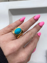 Load image into Gallery viewer, Turquoise Gold Vermeil Chunky Statement Ring
