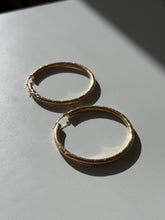 Load image into Gallery viewer, Etched 14k Yellow Gold Large Hoops 1.90”
