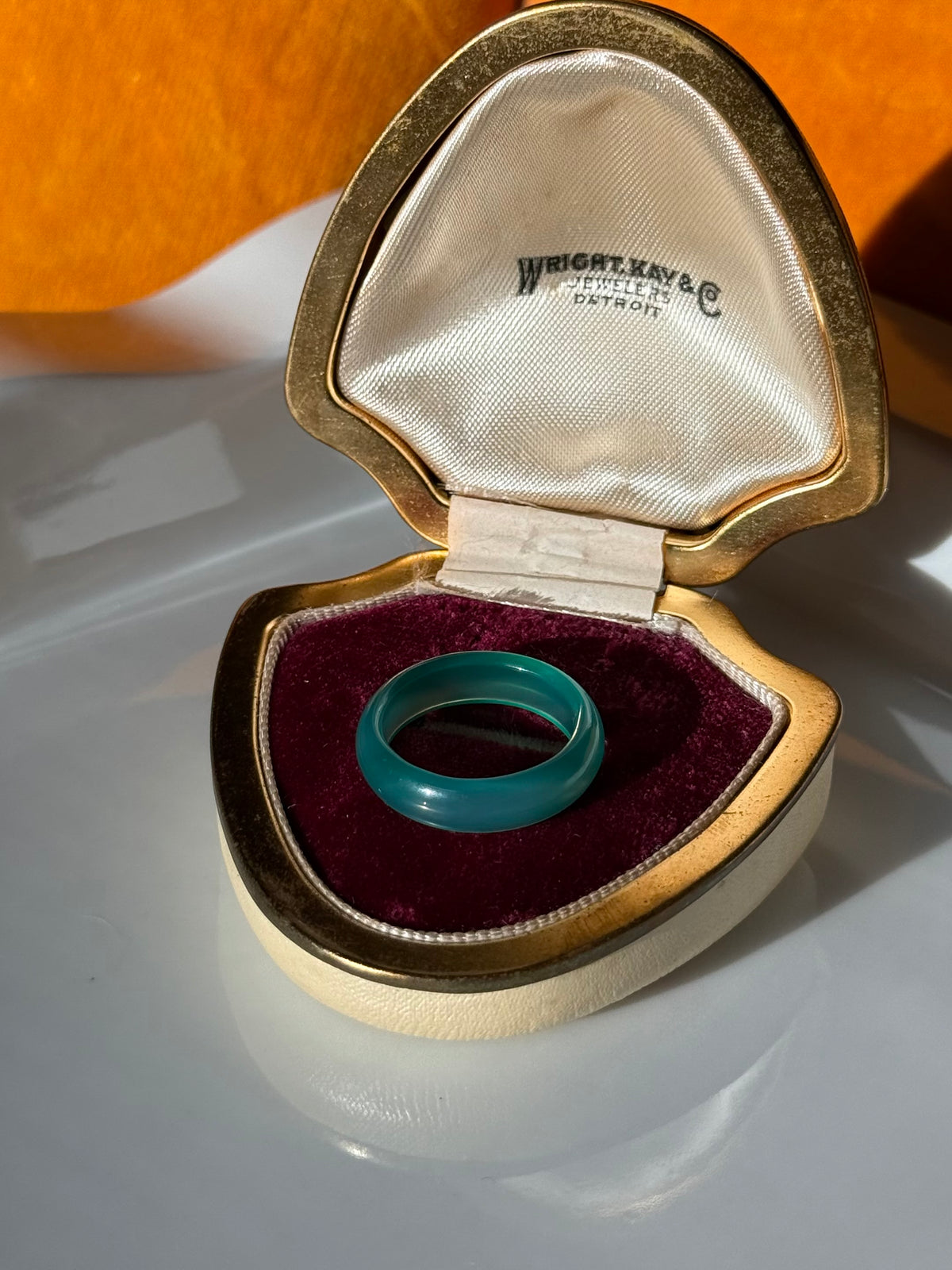 Green Glass Band Ring Size 8