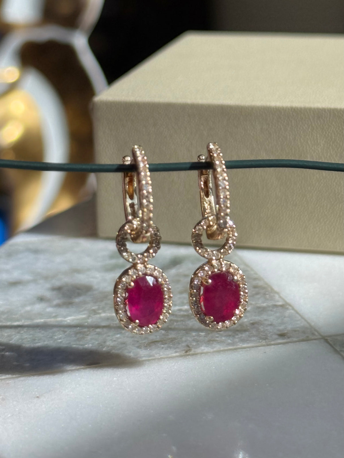 Vintage BH 14k Yellow Gold Dangle Hoop Earrings