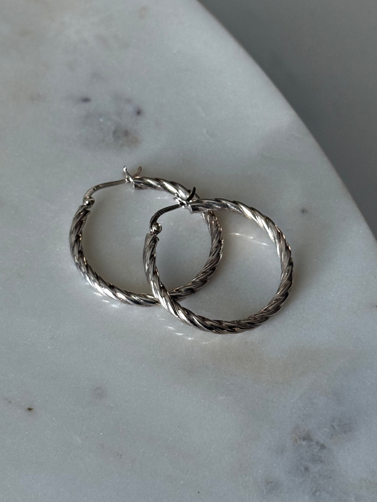 Vintage Sterling Silver Hoops 1.25”