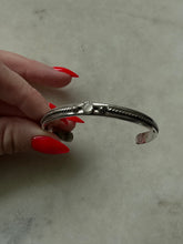 Load image into Gallery viewer, Vintage Artist Signed Mother of Pearl Sterling Cuff Bracelet
