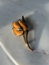 Load image into Gallery viewer, Vintage Monet Gold Plated Enamel Tulip Brooch Pin
