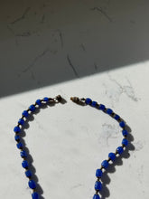 Load image into Gallery viewer, Victorian Czech Glass Bead &amp; Brass Filigree Enamel Portrait Locket Necklace 19”
