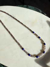 Load image into Gallery viewer, Vintage Lapis Greek Key Sterling Silver Necklace 17”

