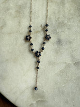 Load image into Gallery viewer, Blue Sapphire &amp; Diamond 10k Gold Flower Necklace 17”
