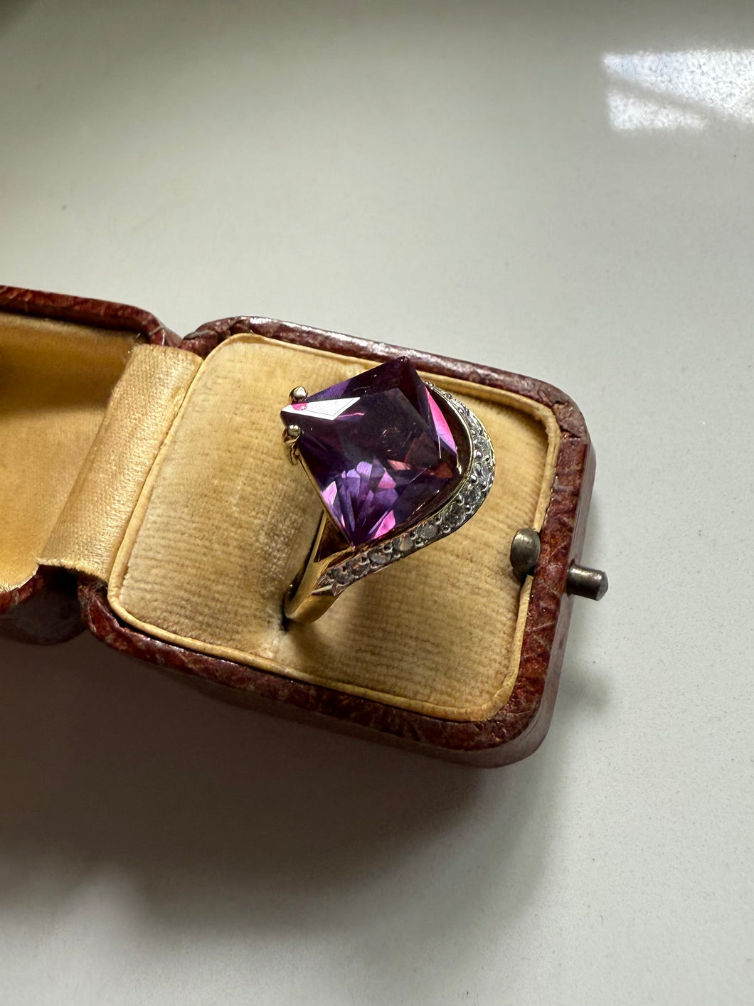 Purple Spinel & CZ Gold Vermeil Ring Size 9.25