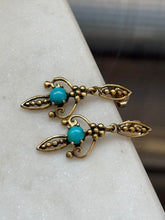 Load image into Gallery viewer, Vintage 1940s Turquoise 14k Gold Earrings
