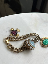 Load image into Gallery viewer, Vintage Plated Costume Charm Bracelet 7.5”
