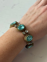 Load image into Gallery viewer, Antique Blue Czech Glass Costume Bracelet 7.25”
