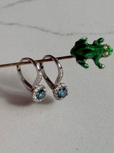 Load image into Gallery viewer, Blue &amp; White Diamond 14k White Gold Earrings
