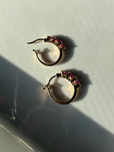 Load image into Gallery viewer, Ruby Gold Vermeil Hoop Earrings
