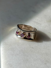 Load image into Gallery viewer, Vintage Amethyst &amp; Tourmaline Sterling Silver &amp; 10k Gold Ring Size 5.25
