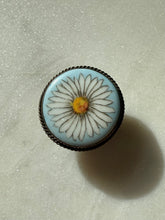 Load image into Gallery viewer, Vintage Painted Porcelain Daisy Sterling Silver Concho
