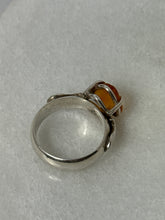 Load image into Gallery viewer, Faceted Orange Glass Sterling Silver Ring Size 8.25
