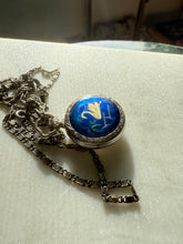 Load image into Gallery viewer, Antique Sterling Silver Enamel Swan Necklace
