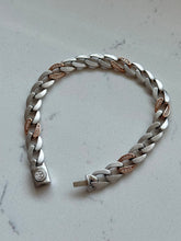 Load image into Gallery viewer, Sterling Silver Two-Tone Cuban Link Bracelet 8”
