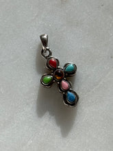 Load image into Gallery viewer, Vintage Multistone Cross Sterling Silver Charm
