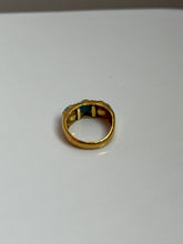 Load image into Gallery viewer, Antique Persian Turquoise 22k Gold Trilogy Ring Size 3.75
