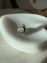Load image into Gallery viewer, Marcasite Rose Sterling Virgin Mary Ring Size 5.5
