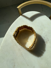 Load image into Gallery viewer, Wide Goldtone Panther Link White Face Watch 7”
