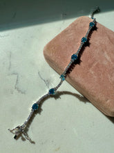 Load image into Gallery viewer, Blue Spinel &amp; CZ Sterling Tennis Bracelet 7.5”
