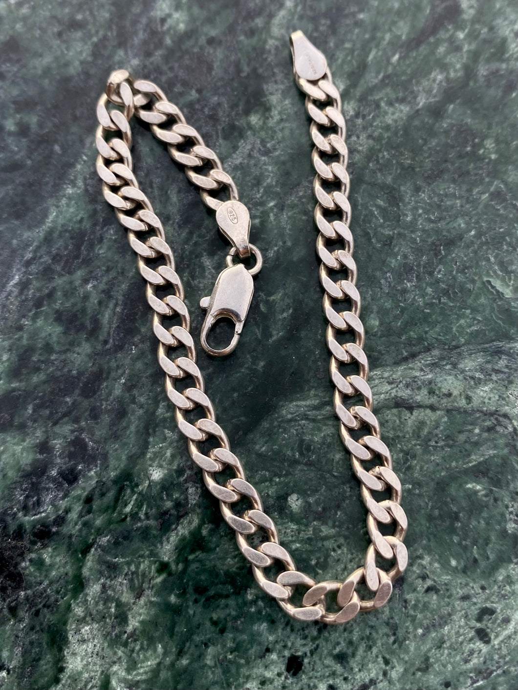 Cuban Curb Link Vintage Sterling Silver Bracelet