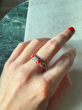Load image into Gallery viewer, Red Enamel Sterling Silver Ring Size 8
