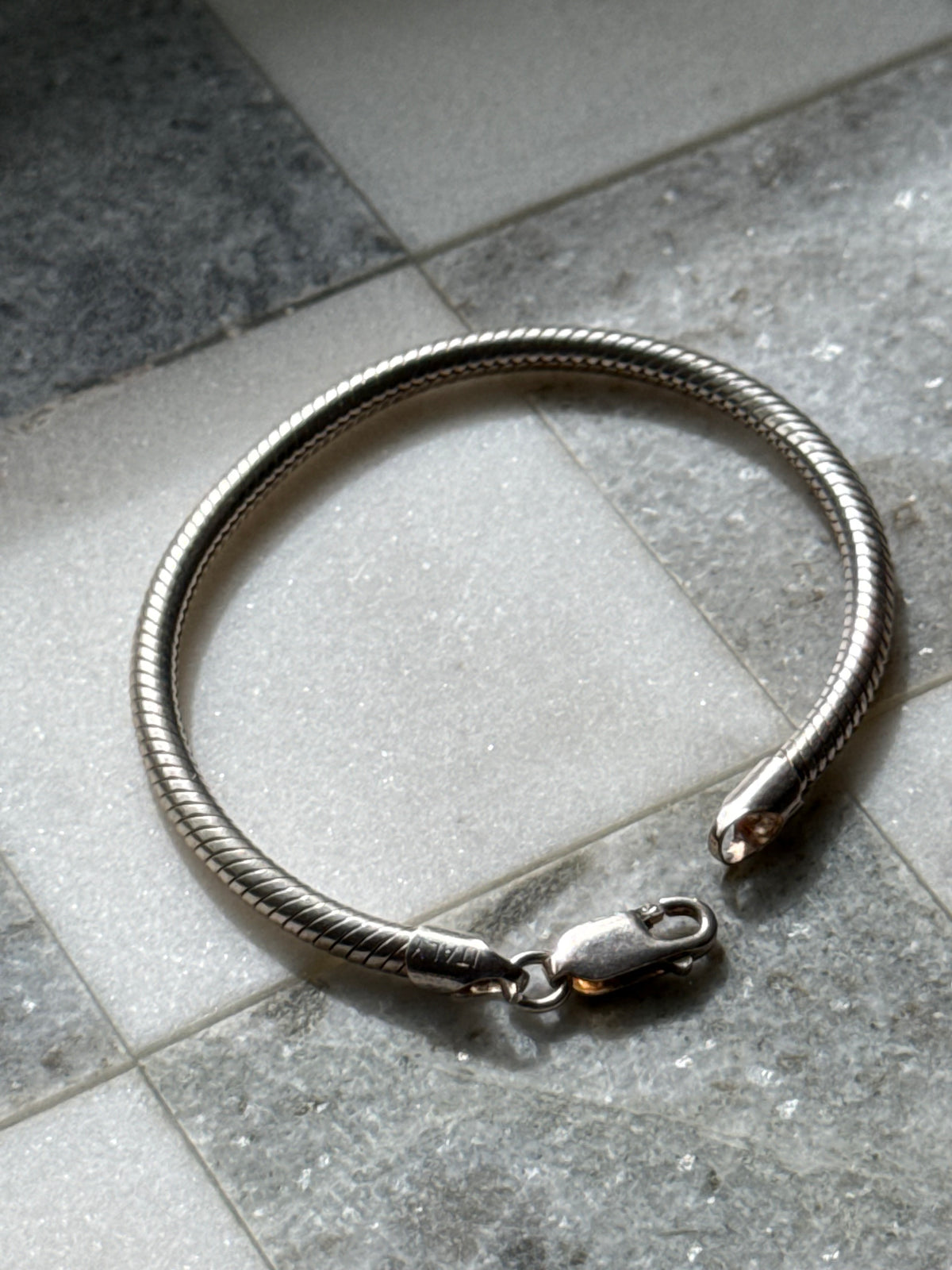 Solid Snake Italian Sterling Silver Bracelet 6.5”