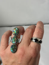 Load image into Gallery viewer, Abalone Shell Sterling Silver Elongated Ring Size 5
