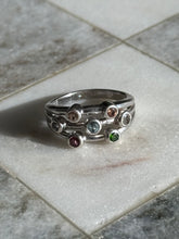 Load image into Gallery viewer, Multicolor Bezel Set Sterling Silver Ring Size 9
