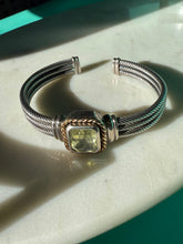 Load image into Gallery viewer, Yellow Spinel Sterling Silver &amp; 14k Gold Cable Cuff Bracelet 7”

