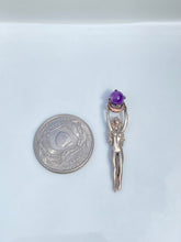 Load image into Gallery viewer, Amethyst Orb Goddess Vintage Sterling Silver Pendant
