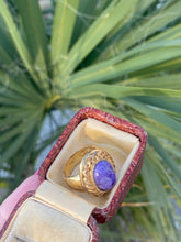 Load image into Gallery viewer, Chunky Purple Stone Gold Vermeil Ring
