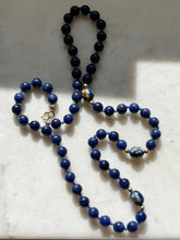 Load image into Gallery viewer, Cloisonné &amp; Sodalite Strand 14k Gold  Necklace 19”
