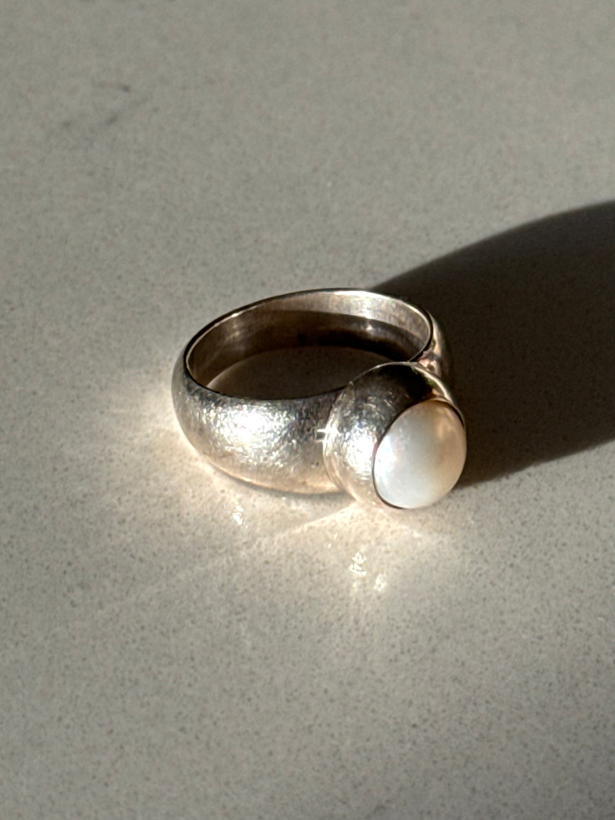 Solid Sterling Silver Pearl Ring Size 6.25