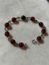 Load image into Gallery viewer, Red Bead Sterling Silver Bracelet 7.5”
