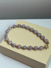 Load image into Gallery viewer, Lavender Jade 14k Gold Bracelet 7”
