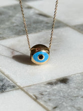Load image into Gallery viewer, Enamel Evil Eye Solid 18k Gold Spacer Bead Charm
