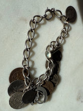 Load image into Gallery viewer, Vintage Coin Charm Sterling Silver Bracelet
