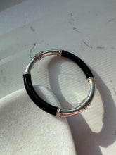 Load image into Gallery viewer, Milor Italy Sterling Silver Black Enamel Bangle Bracelet
