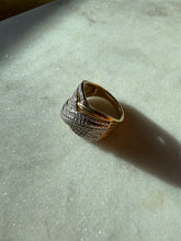Load image into Gallery viewer, Gold Vermeil Diamond Woven Dome Ring Size 7.25
