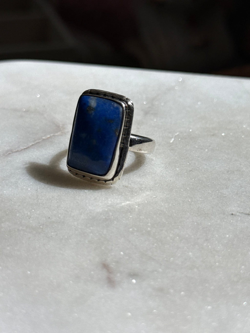 Vintage Blue Lapis Sterling Silver Ring Size 8
